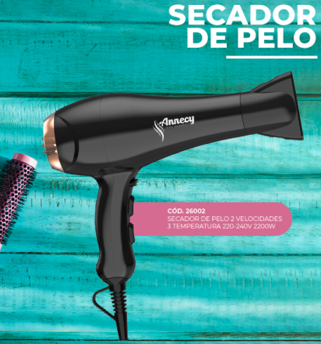 Secador de Pelo mediano de 2300 watts, 3 ajustes