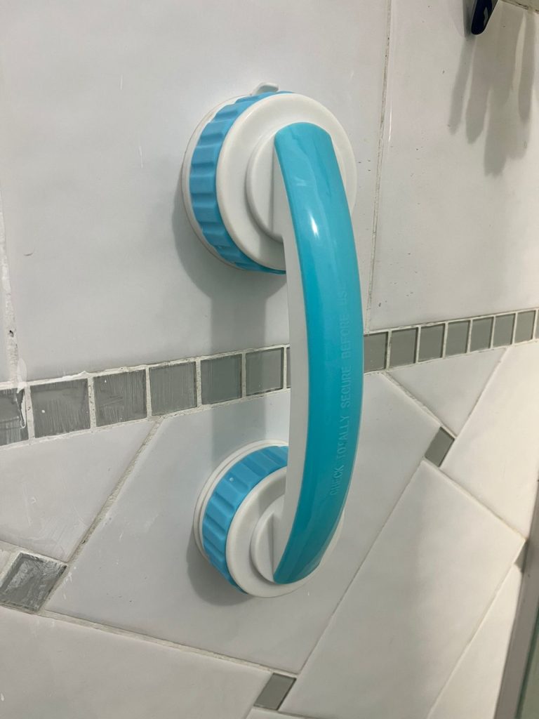 Manija de Sujeción con Ventosa | Seguridad sin Perforar para Baño, Vidrios, Auto, etc