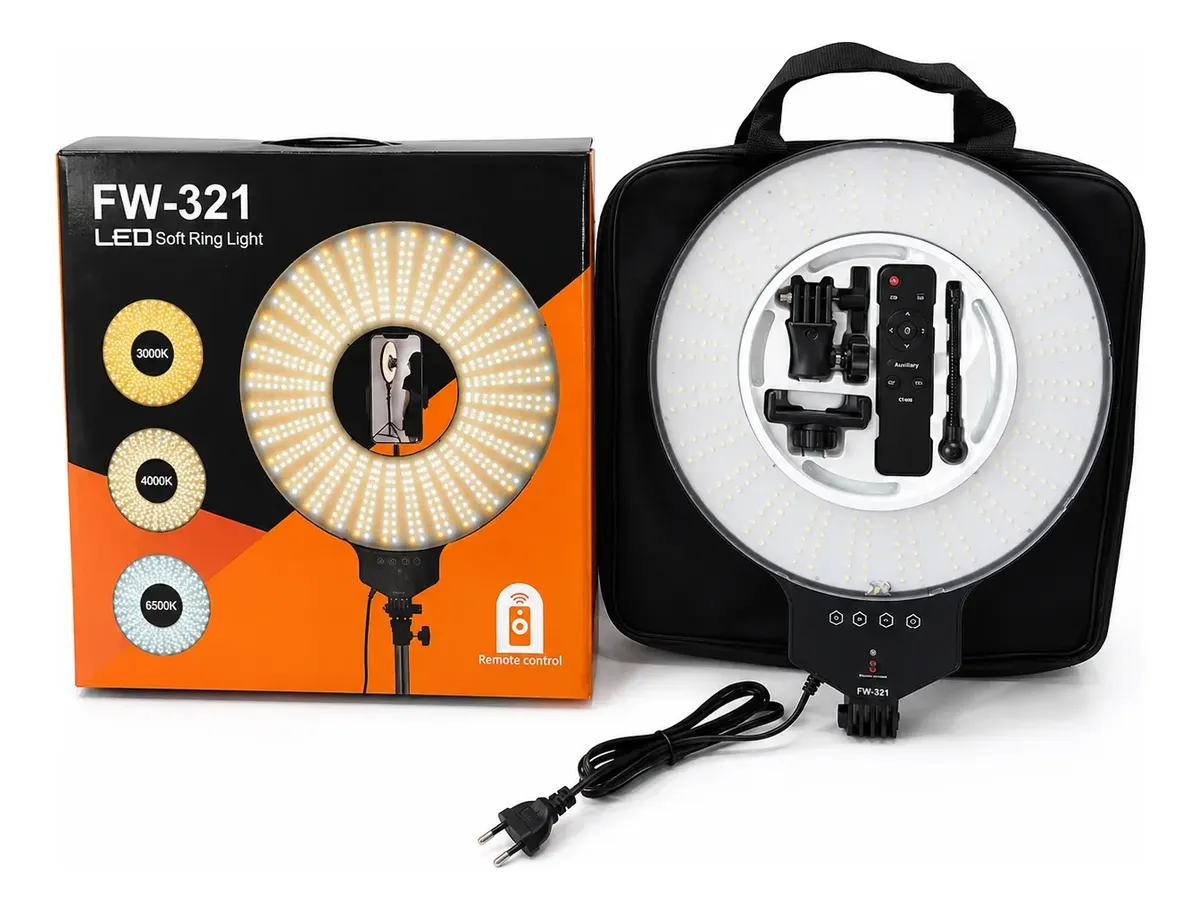 Aro de Luz LED FW-321 14" con Trípode y Soporte para Celular - Image 7
