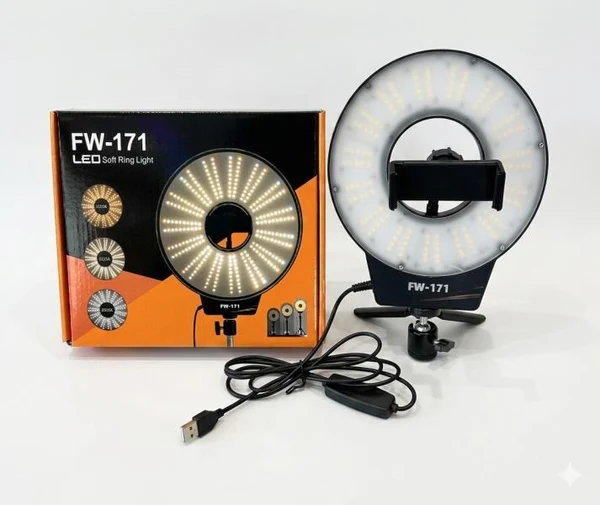 Aro de Luz LED FW-171 con Trípode Extensible de hasta 2 Metros