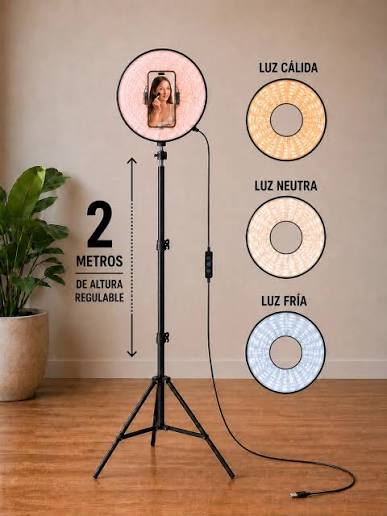 Aro de Luz LED FW-171 con Trípode Extensible de hasta 2 Metros - Image 4